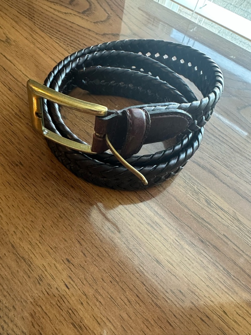 Dockers Men’s Brown Braided Leather Belt Size 36/90 Brass Buckle